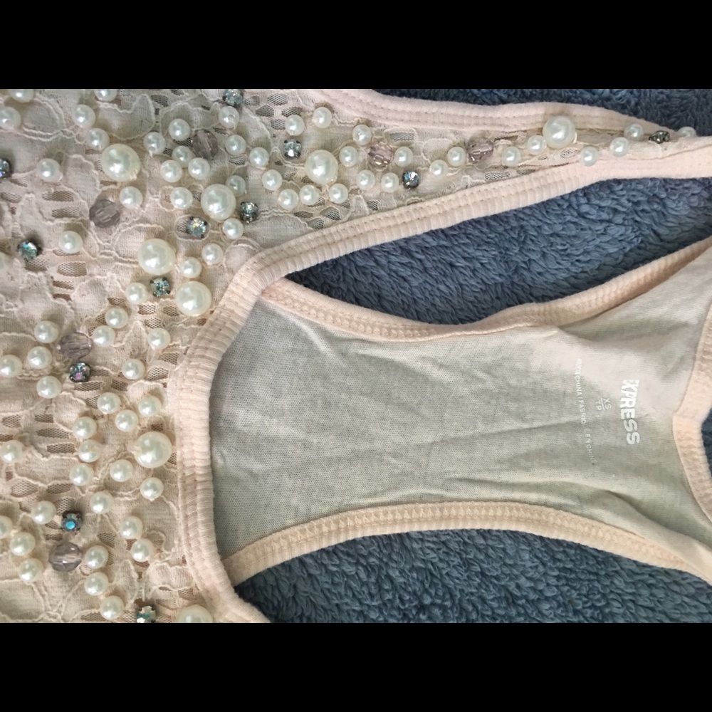 Express baby pink tank with beads